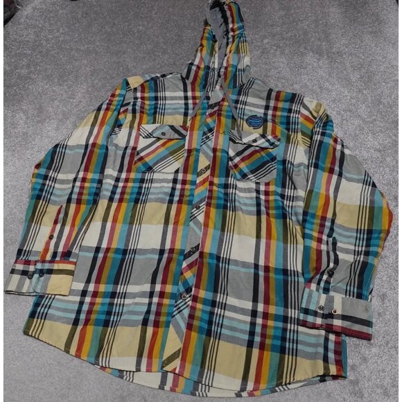Blac Lacquer Hoodie Shirt Men's 5XL Multicolor Plaid Button Up Pockets Workwear - Picture 1 of 10